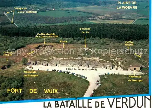 AK / Ansichtskarte Verdun_Meuse La Bataille de Verdun Fort de Vaux Vue aerienne Verdun Meuse