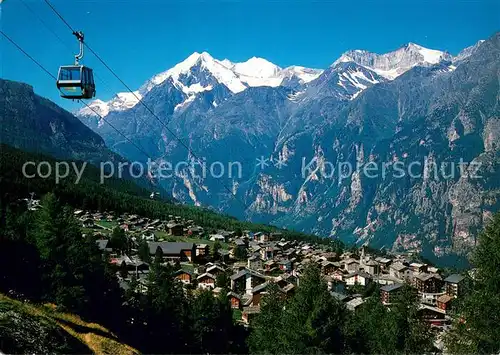 AK / Ansichtskarte Graechen_VS Gondelbahn Hannigalp mit Weisshorn Bishorn und Barrhoerner Walliser Alpen Graechen_VS