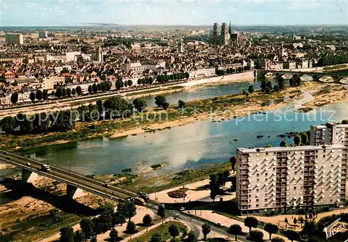 AK / Ansichtskarte Orleans_Loiret Pont Marechal Joffre La Loire Pont George V Cathedrale Sainte Croix vue aerienne Orleans_Loiret