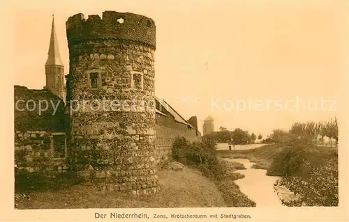 AK / Ansichtskarte Zons_Rhein Kroetschenturm mit Stadtgraben 