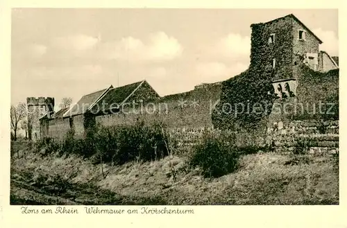 AK / Ansichtskarte Zons_Rhein Wehrmauer am Kroetschenturm 