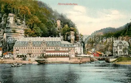 AK / Ansichtskarte Herrnskretschen_Boehmen Schloss Panorama 