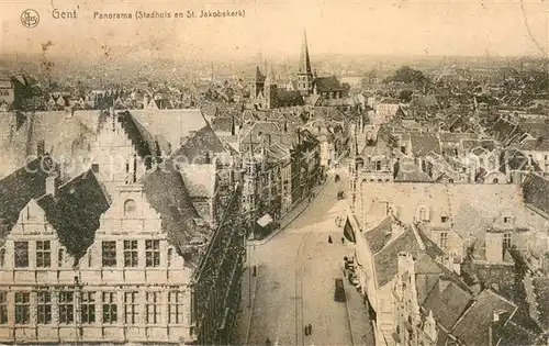 AK / Ansichtskarte Gent_Gand_Flandre Panorama Stadhuis en St Jakobskerk Gent_Gand_Flandre