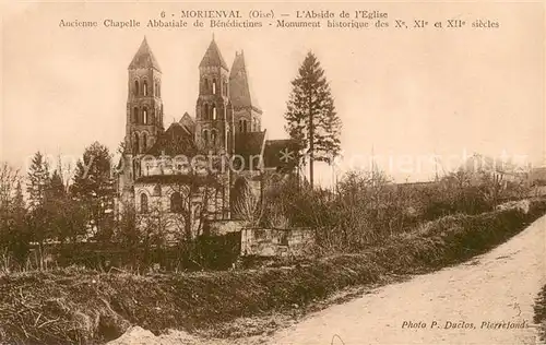 AK / Ansichtskarte Morienval_Oise Abside de l eglise ancienne Chapelle Abbatial de Benedictines Monument historique Morienval Oise