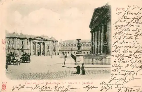 AK / Ansichtskarte Paris_75 Ecole de Droit Bibliotheque Sainte Genieve et Pantheon 