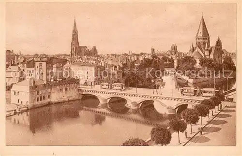 AK / Ansichtskarte Metz_Moselle Panorama mit Mittelbruecke Metz_Moselle