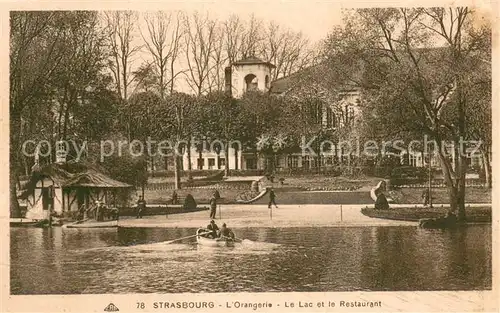 AK / Ansichtskarte Strasbourg_Alsace Orangerie le lac et le restaurant Strasbourg Alsace