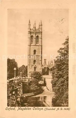 AK / Ansichtskarte Oxford_Oxfordshire Magdalen College Oxford Oxfordshire