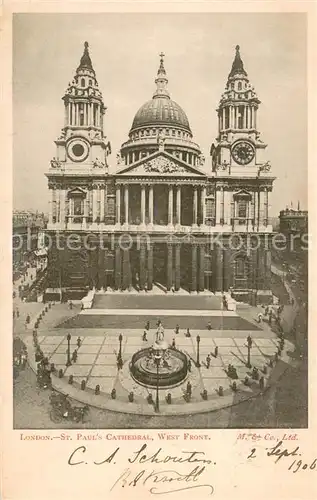 AK / Ansichtskarte London West front of St. Pauls Cathedral London