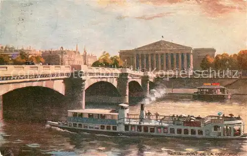 AK / Ansichtskarte Paris_75 Pont de la Concorde Bateau Oilette Serie 702 Tucks Postcard Kuenstlerkarte 