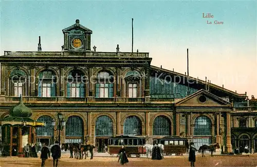 AK / Ansichtskarte Lille_Nord La gare tram Bahnhof Strassenbahn Lille_Nord