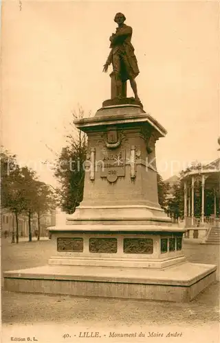 AK / Ansichtskarte Lille_Nord Monument du Maire Andre Statue Lille_Nord