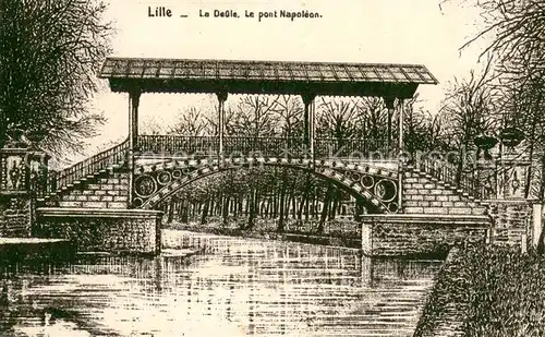 AK / Ansichtskarte Lille_Nord La Deûle Pont Napoleon Dessin Kuenstlerkarte Lille_Nord