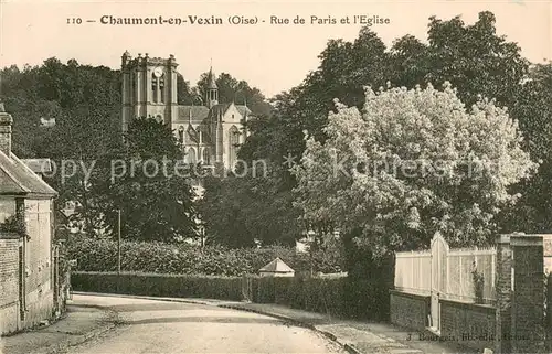 AK / Ansichtskarte Chaumont en Vexin Rue de Paris et l eglise Chaumont en Vexin