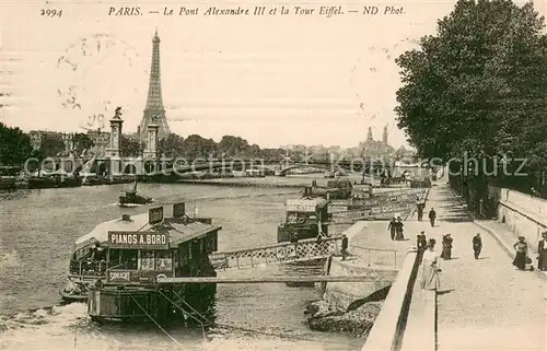 AK / Ansichtskarte Paris_75 Pont Alexandre III et la Tour Eiffel 