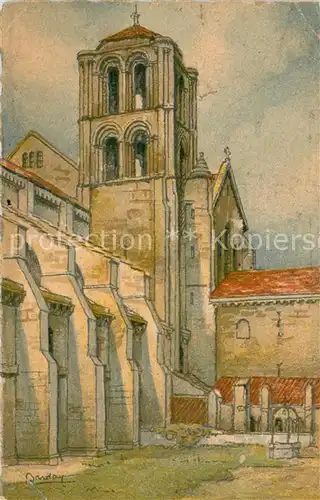 AK / Ansichtskarte Vezelay Basilique de la Madeleine Tour Sainte Antoine Peinture Kuenstlerkarte Vezelay