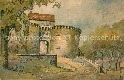 AK / Ansichtskarte Vezelay Cours Bouveau et Porte Neuve Peinture Kuenstlerkarte Vezelay