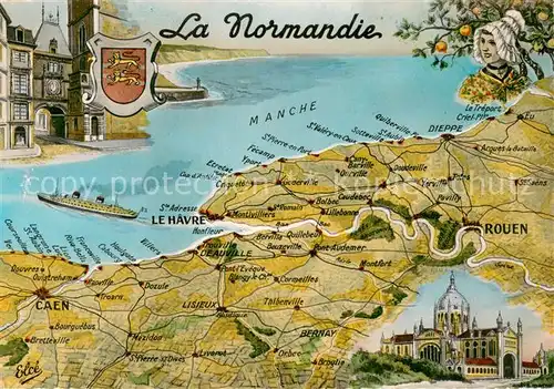 AK / Ansichtskarte Le_Havre Landkarte Kuestenregion Normandie Le_Havre