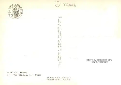 AK / Ansichtskarte Vezelay Vue generale cote ouest Vezelay