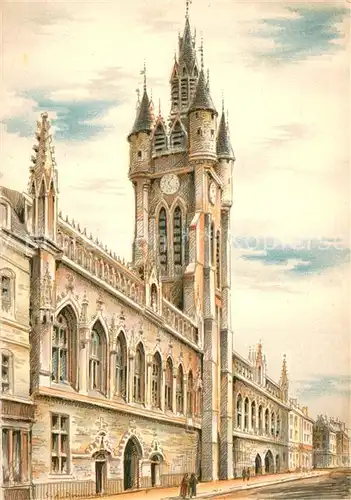 AK / Ansichtskarte Douai_59 Le beffroi Dessin Kuenstlerkarte 