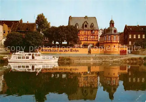 AK / Ansichtskarte Lahnstein Wirtshaus an der Lahn Fahrgastschiff Wasserspiegelung Lahnstein