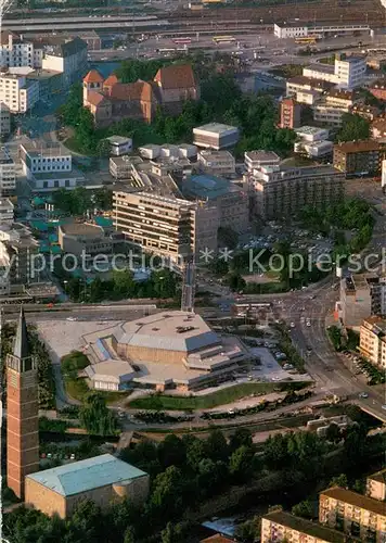 AK / Ansichtskarte Pforzheim Stadtkirche am Lindenplatz Stadthalle Marktplatz Renaissancegebaeude Rathaus Schlossberg Kirche Fliegeraufnahme Pforzheim