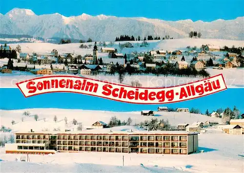 AK / Ansichtskarte Scheidegg_Allgaeu Kursanatorium Sonnenalm Alpenpanorama im Winter Scheidegg Allgaeu