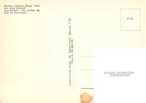 AK / Ansichtskarte Alt_Duvenstedt Rasthof Huettener Berge Fliegeraufnahme Alt_Duvenstedt