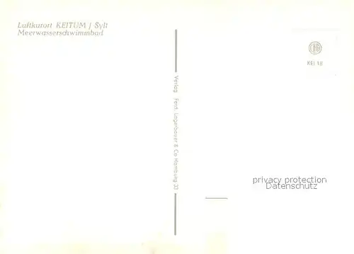 AK / Ansichtskarte Keitum_Sylt Luftkurort Meerwasserschwimmbad Keitum Sylt