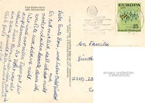 AK / Ansichtskarte Hoernum_Sylt Fuenf Staedte Heim Fliegeraufnahme Hoernum Sylt