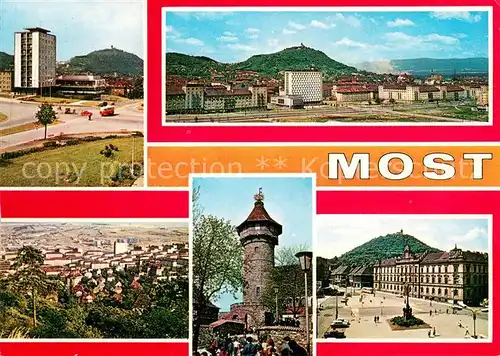 AK / Ansichtskarte Most_Bruex_Czechia Hotel Luna Sidliste pod Hnevinem Celkovy pohled Rozhledna na Hnevine 