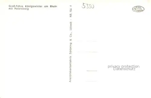 AK / Ansichtskarte Koenigswinter Rhein Grossfaehre mit Blick zum Petersberg Koenigswinter