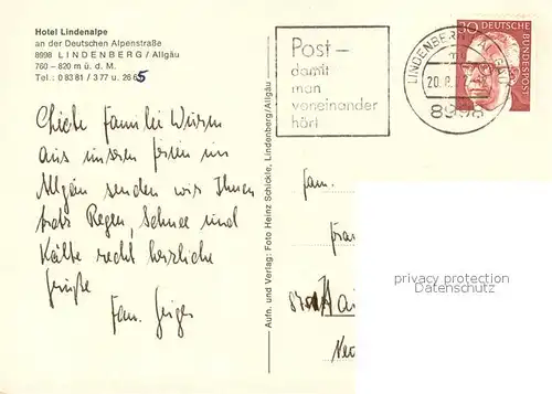 AK / Ansichtskarte Lindenberg_Allgaeu Hotel Lindenalpe Pool Lindenberg Allgaeu