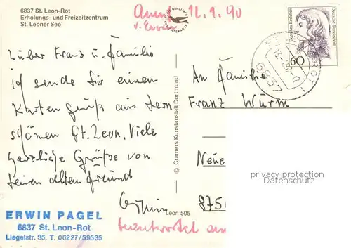 AK / Ansichtskarte St_Leon Rot St Leoner See Erholungs und Freizeitzentrum Details St_Leon Rot