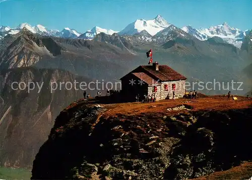 AK / Ansichtskarte Montana_Crans_VS La cabane des Violettes CAS le Dom Mischabel le Weisshorn et le Rothorn de Zinal 