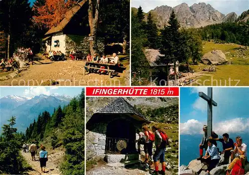 AK / Ansichtskarte Ifingerhuette mit Ifinger Aufstieg zur Huette Gedenkkapelle Gipfelkreuz Ifingerhuette