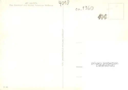 AK / Ansichtskarte Hilden_Duesseldorf Denkmal des Arztes Fabricius Hildanus Hilden Duesseldorf