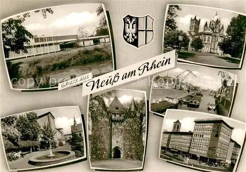 AK / Ansichtskarte Neuss Stadthalle Kirche Brunnen Stadttor Hafen Versicherungsgebaeude Neuss