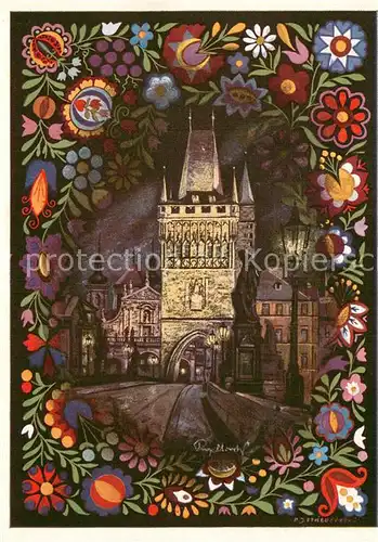 AK / Ansichtskarte Prag__Prahy_Prague Tor bei der Karlsbruecke 