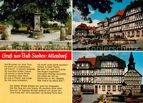 AK / Ansichtskarte Bad_Sooden Allendorf Zimmersbrunnen Alte Linde 1912 gepflanzt Fachwerkhaeuser Bad_Sooden Allendorf