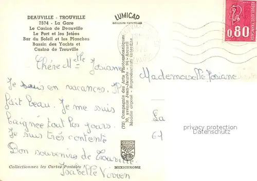 AK / Ansichtskarte Deauville sur Mer La Gare Le Casino de Deauville Le Port et les Jetees Bar du Soleil et les Planches Bassin des Yachts et Casino de Trouville 