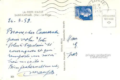 AK / Ansichtskarte Saint Raphael_83 La Plage 