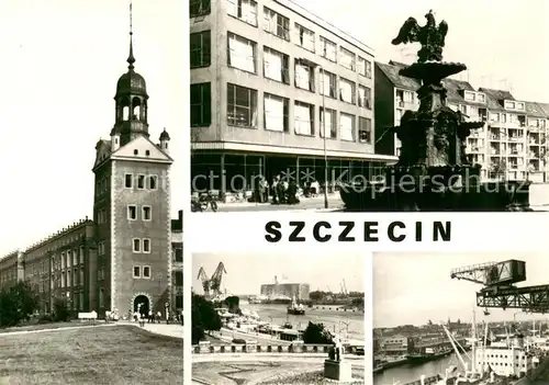 AK / Ansichtskarte Szczecin_Stettin Zamek Ksiazat Pomorskich Plac Orla Bialego Widok z Walow Port Szczecin_Stettin
