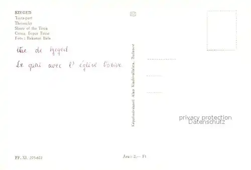AK / Ansichtskarte Szeged Theissufer Szeged