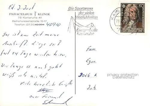 AK / Ansichtskarte Karlsruhe_Baden Paracelsus Klinik Karlsruhe Karlsruhe_Baden