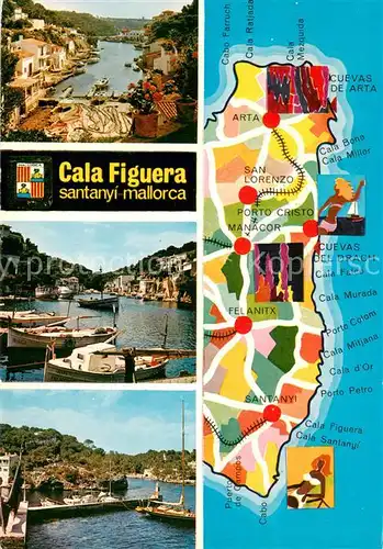 AK / Ansichtskarte Cala_Figuera_Mallorca Teilansichten Fischerhafen uebersichtskarte Cala_Figuera_Mallorca