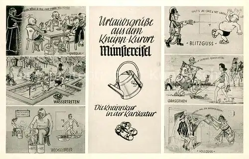 AK / Ansichtskarte Bad_Muenstereifel Die Kneippkur in der Karikatur Bad_Muenstereifel