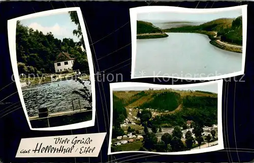 AK / Ansichtskarte Hellenthal_Eifel Talsperre mit Campingplatz und Freibad Hellenthal_Eifel