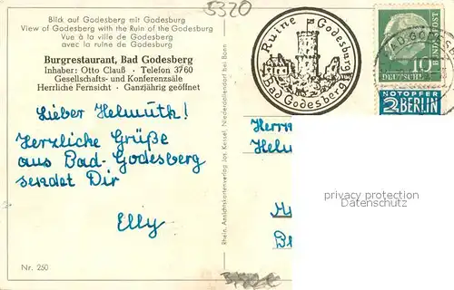 AK / Ansichtskarte Bad_Godesberg Stadtpanorama mit Godesburg Bad_Godesberg