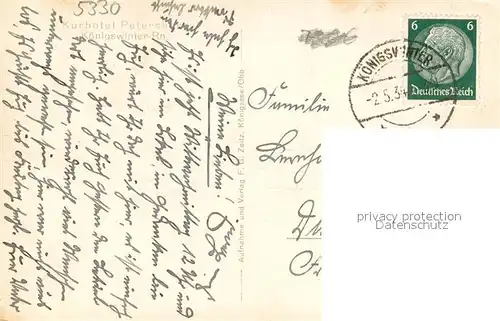 AK / Ansichtskarte Koenigswinter Kurhotel Petersberg Terrasse Blick ins Siebengebirge Koenigswinter